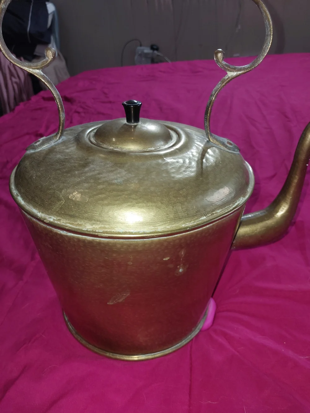 Brass Finish Very Large Vintage Teapot Kettle - Gold